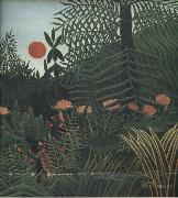Henri Rousseau Negro Attacked by a jaguar painting